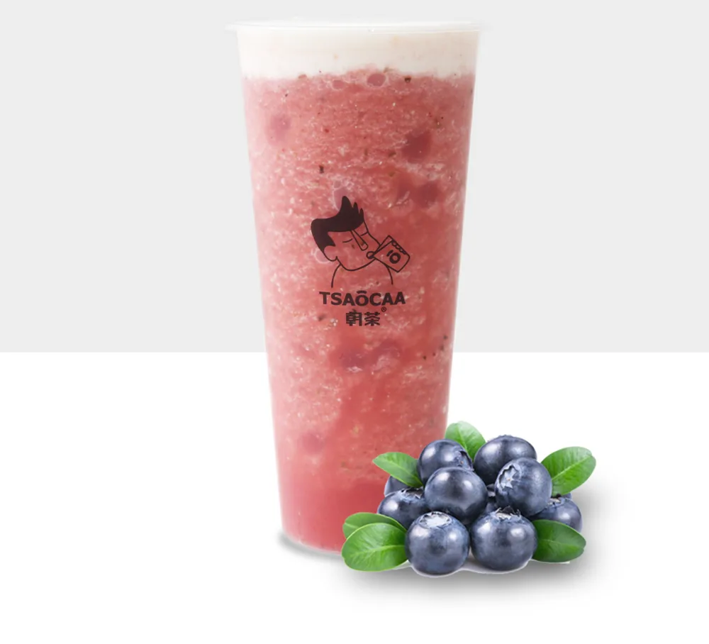 Iced Blueberry Green Tea Slush with Milk Foam