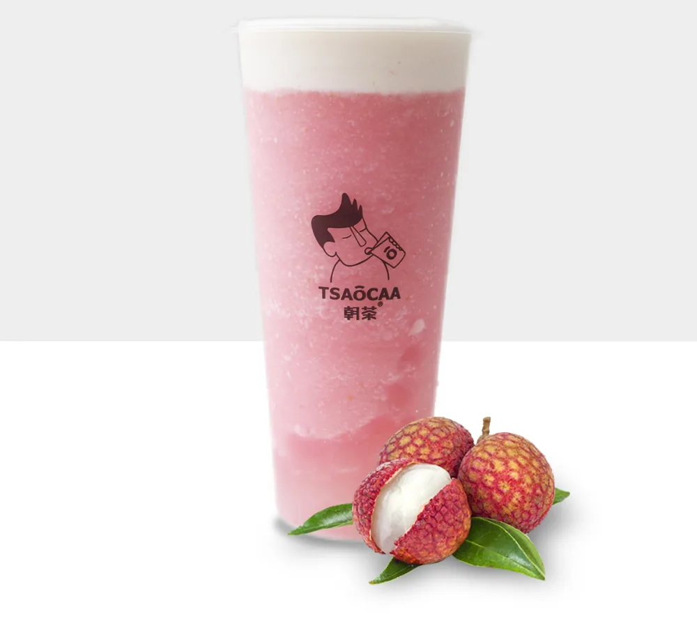 Iced Lychee Tea Slush with Crystal Pearl & Milk Foam