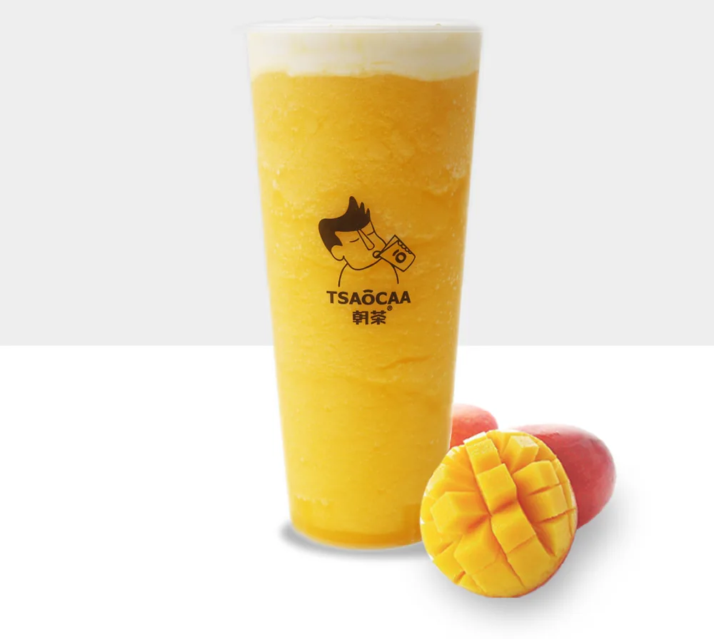 Iced Mango Green Tea Slush with Milk Foam