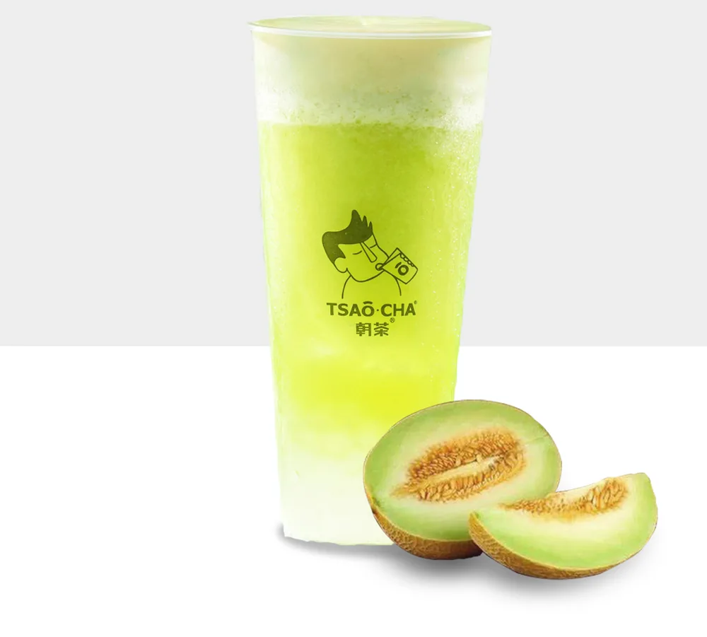 Iced Melon Tea Slush with Crystal Pearl & Milk Foam