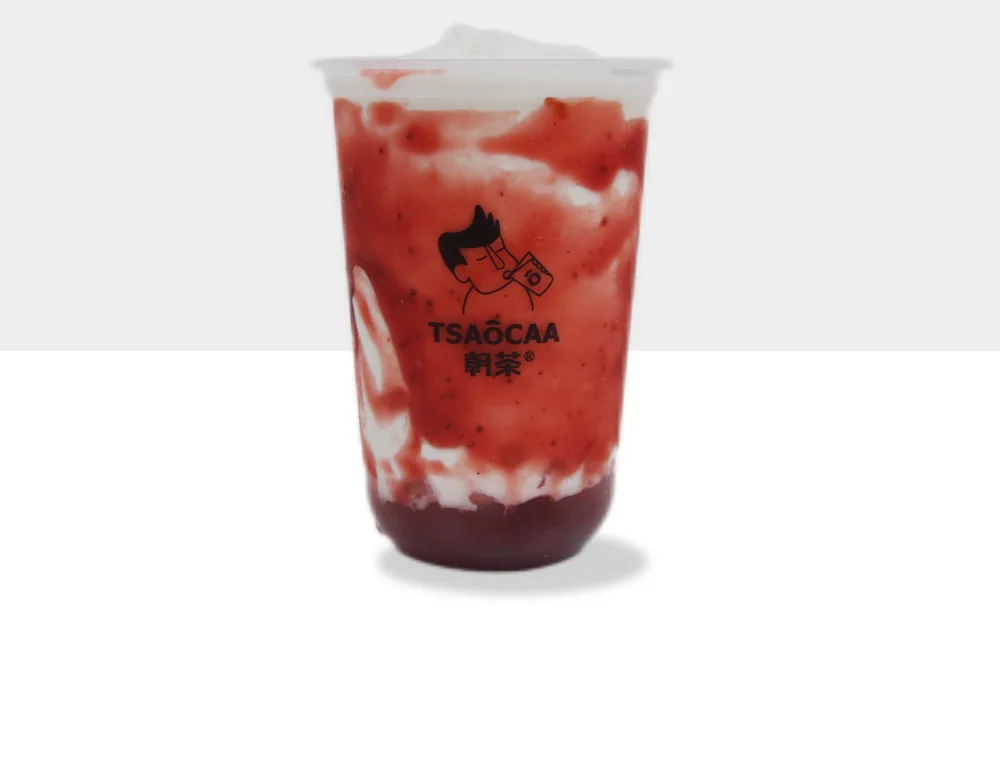 Strawberry Purée Milk with Bubble